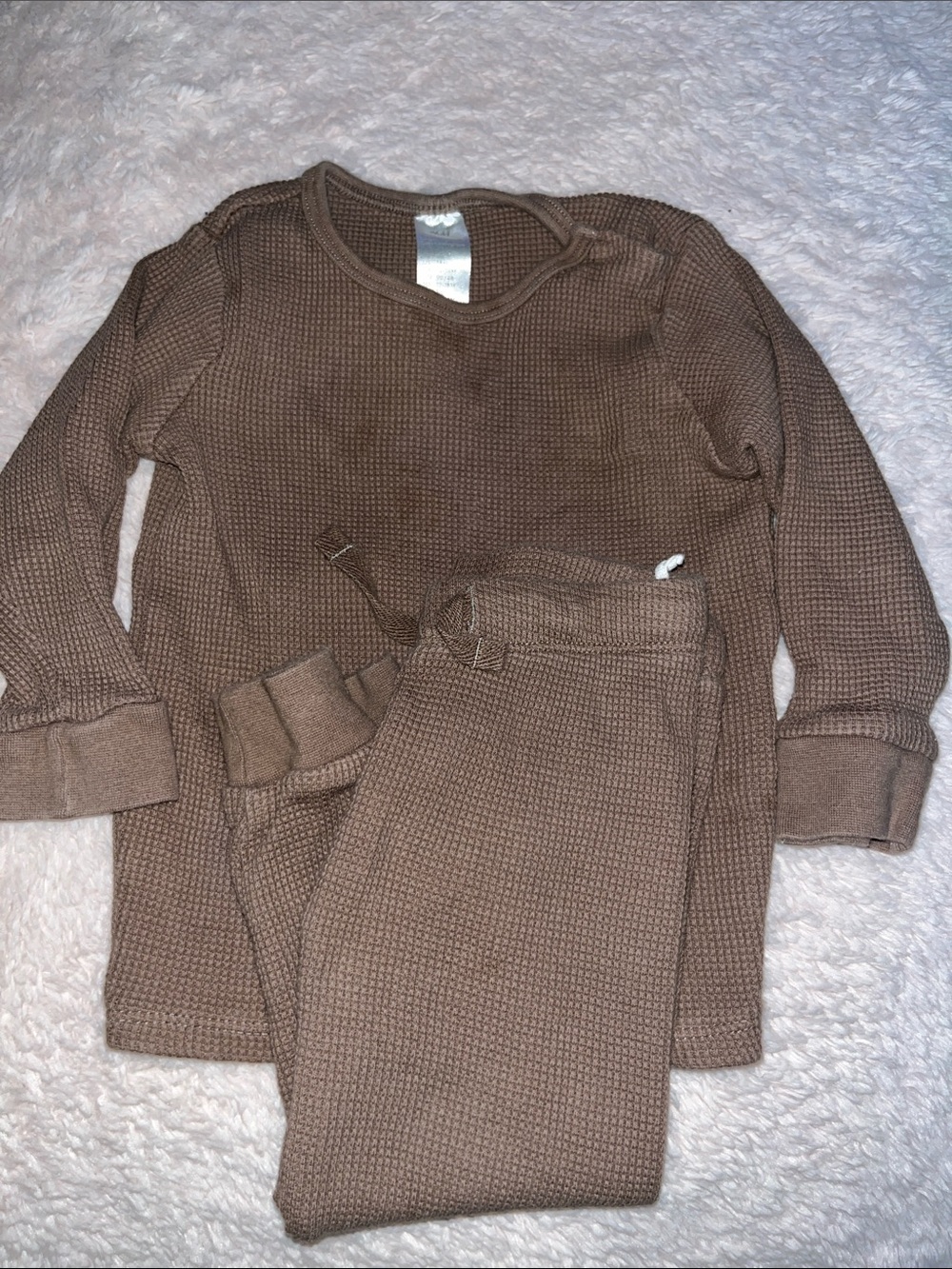 H&M Brown Waffle Knit Kids Sweatshirt & Pants Set
